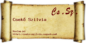 Csekő Szilvia névjegykártya